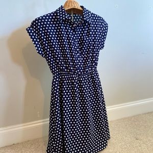 Navy blue and white collared dress